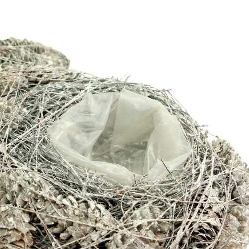 Floristik24 Cuore vegetale fatto di coni 26x27cm bianco 2 pezzi