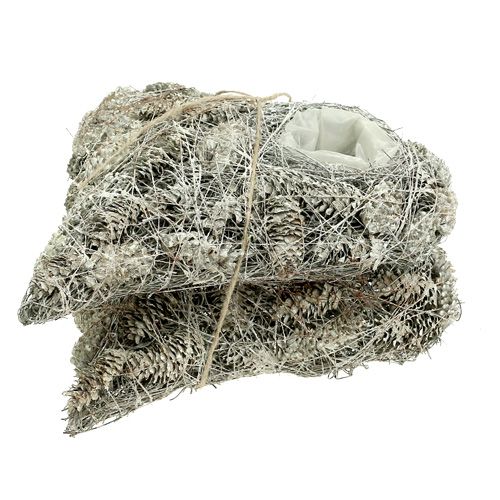 Floristik24 Cuore vegetale fatto di coni 26x27cm bianco 2 pezzi