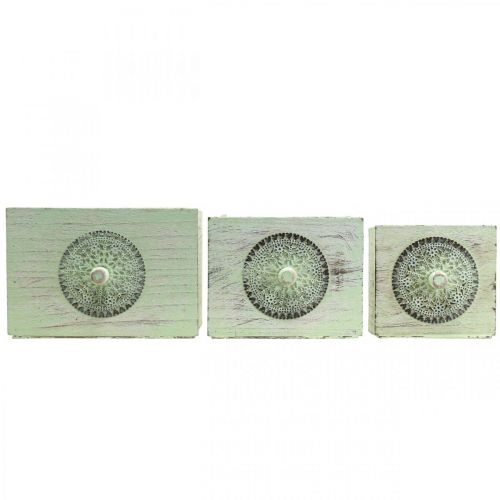 Prodotto Cassetta per piante cassetto decorativo shabby verde 15-23cm set di 3