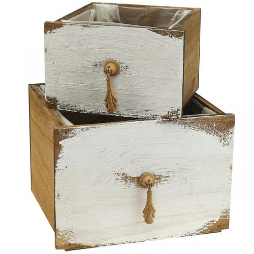 Cassettiera per piante in legno Shabby Chic 14/19cm set di 2
