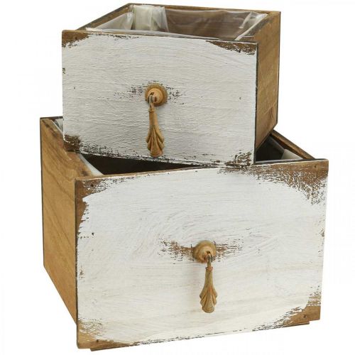 Floristik24 Cassettiera per piante in legno Shabby Chic 14/19cm set di 2