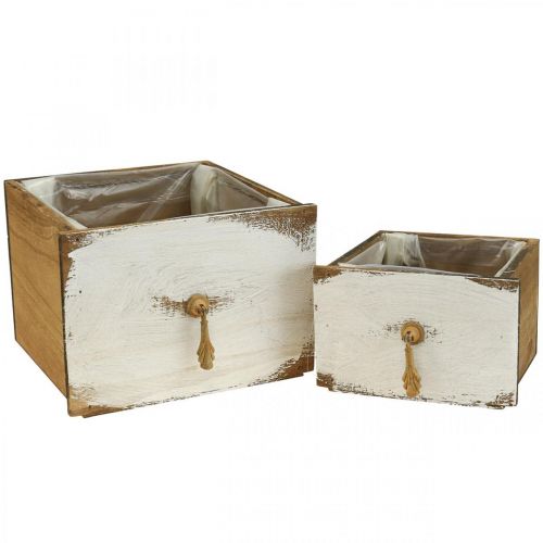 Floristik24 Cassettiera per piante in legno Shabby Chic 14/19cm set di 2