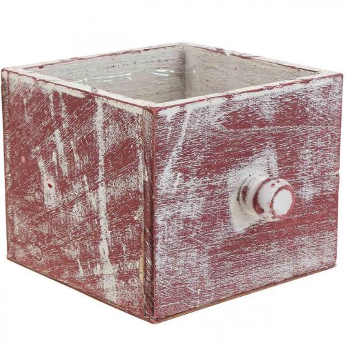 Floristik24 Cassetta per piante in legno cassetto decorativo shabby chic rosso bianco 12cm