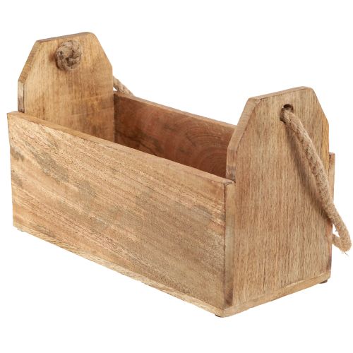 Prodotto Fioriera in legno con manico, quadrata, juta naturale 27x12x17cm