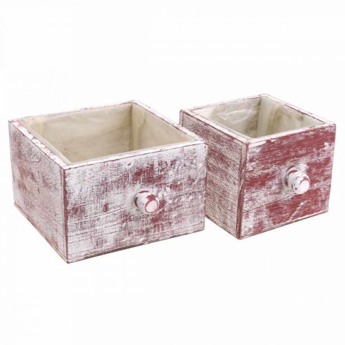 Prodotto Cassetta per piante shabby chic cassetto decorativo rosso bianco set di 2