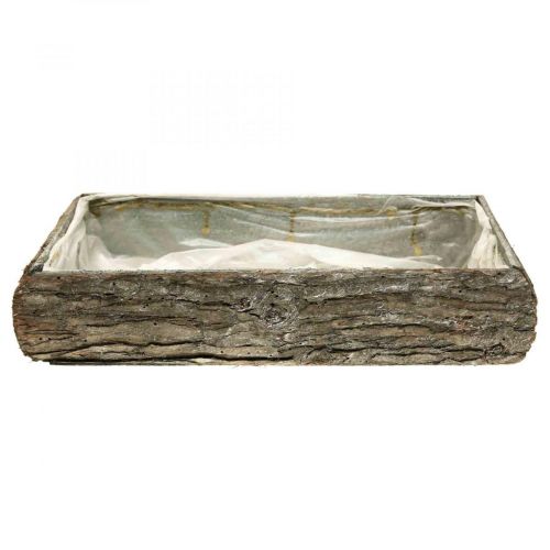 Floristik24 Fioriera in legno ciotola decorativa per piante con corteccia 33×15×7cm