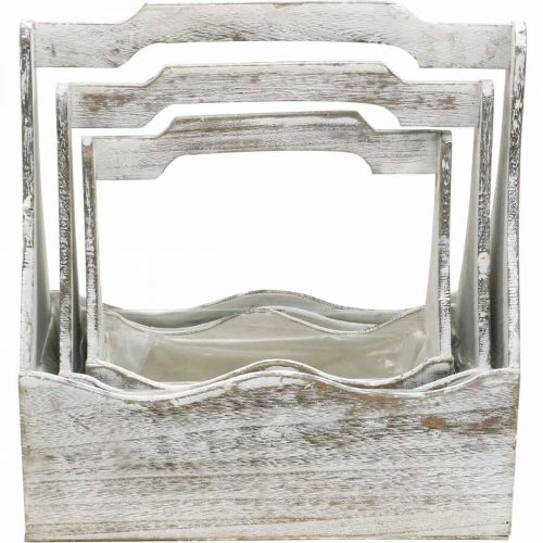 Floristik24 Cassetta per piante, cassetta degli attrezzi, manico per fioriera, set di contenitori in legno 33,5/30,5/26,5 cm