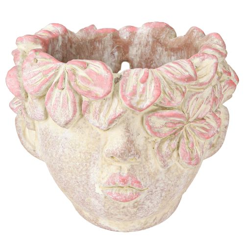 Floristik24 Vaso per fiori a testa di pianta da appendere effetto cemento rosa H13cm