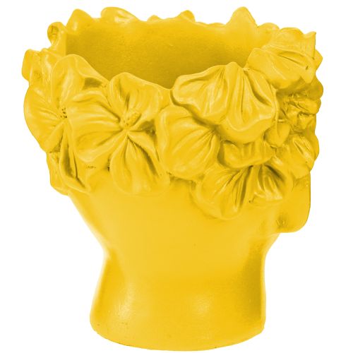 Prodotto Vaso in poliresina a forma di testa di pianta, giallo, 13,5×13×14cm