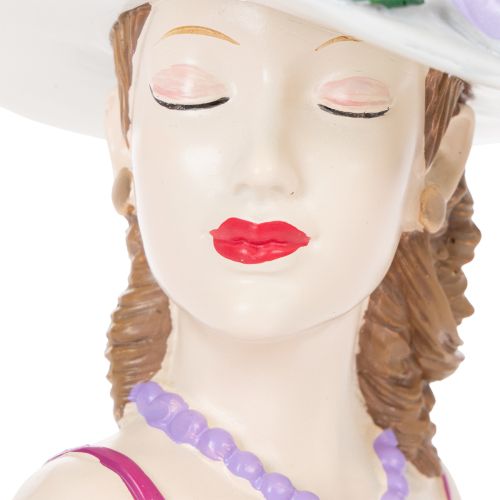 Prodotto Vaso di fiori a forma di donna con cappello, con fiori, decorazione per vasi di piante, per uso interno ed esterno, 20 cm