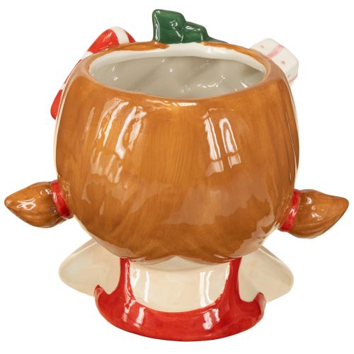 Prodotto Vaso decorativo in ceramica a forma di testa di pianta, altezza 17 cm, per Natale