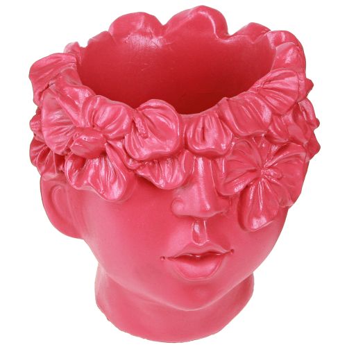 Prodotto Vaso da fiori in poliresina con testa di pianta, rosa, 13,5×13×14 cm