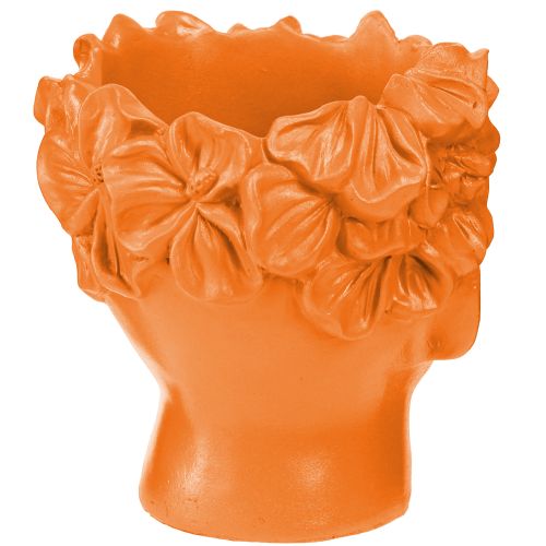 Prodotto Vaso per piante a forma di testa di pianta, busto, arancione, 13,5×13×14 cm