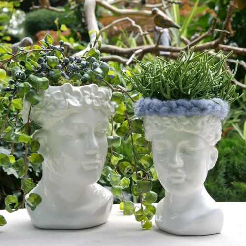 Floristik24 Testa di pianta busto donna vaso in ceramica bianca vaso da fiori H22,5cm