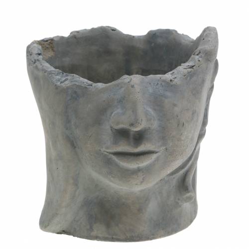 Floristik24 Piantare il busto della testa in cemento per piantare grigio H14,5cm 2 pezzi