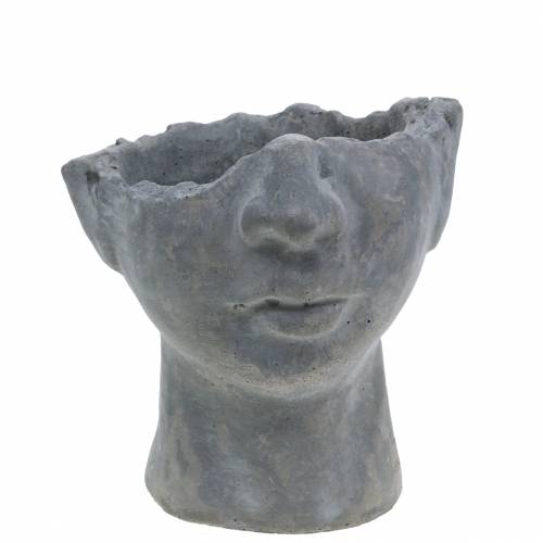 Floristik24 Busto testa di pianta in cemento per piantare grigio H13cm 2 pezzi