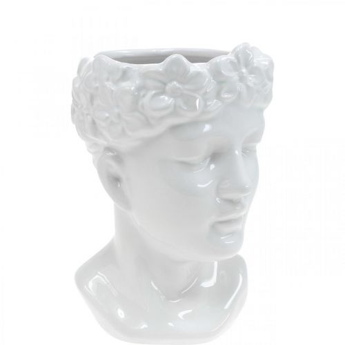 Floristik24 Testa di pianta busto donna vaso di fiori in ceramica bianca H19cm