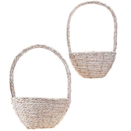 Prodotto Cesto porta piante con manico in paglia bianco naturale Ø23/28 Set 2pz