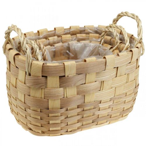 Prodotto Cesto per piante cachepot con manici nature 22/27/33cm set di 3