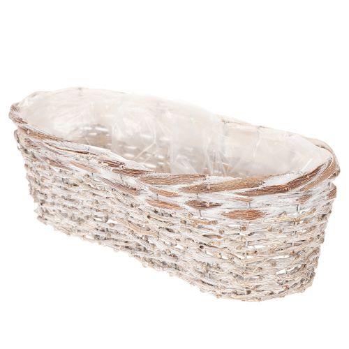 Cesto da fiori con inserto in lamina, ovale, bianco, 37 cm | Floristik24.it
