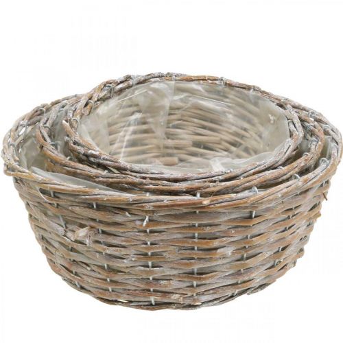 Prodotto Cesto per piante cesto in vimini lavato bianco Ø21,5/26/Ø31 cm set di 3
