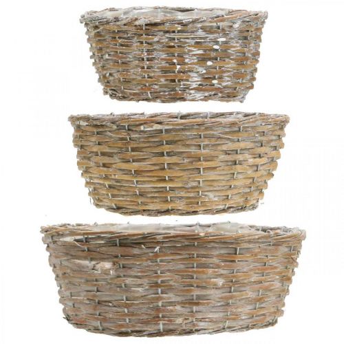 Prodotto Cesto per piante cesto in vimini lavato bianco Ø21,5/26/Ø31 cm set di 3