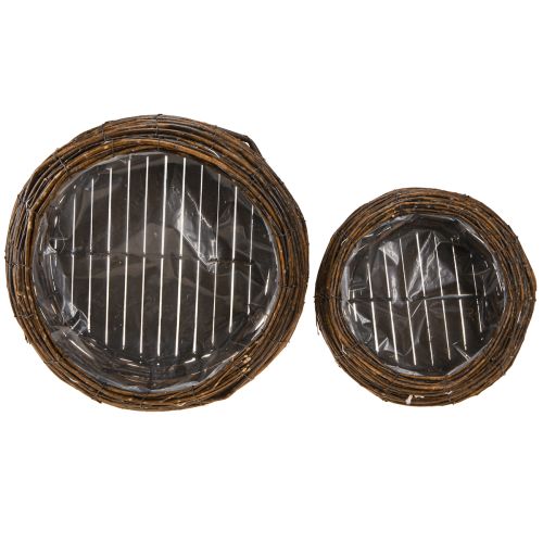 Prodotto Cestino per piante rotondo con foglio di vimini marrone Ø32/23cm set da 2