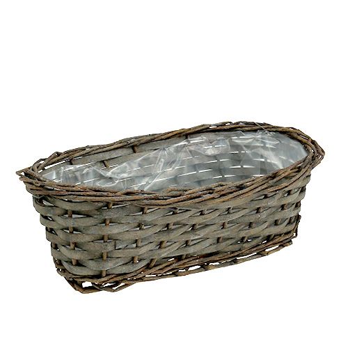 Floristik24 Cesto per piante ovale grigio 30 cm x 15 cm x 10 cm 1p