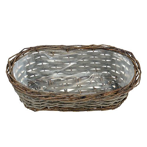 Floristik24 Cesto per piante ovale grigio 30 cm x 15 cm x 10 cm 1p