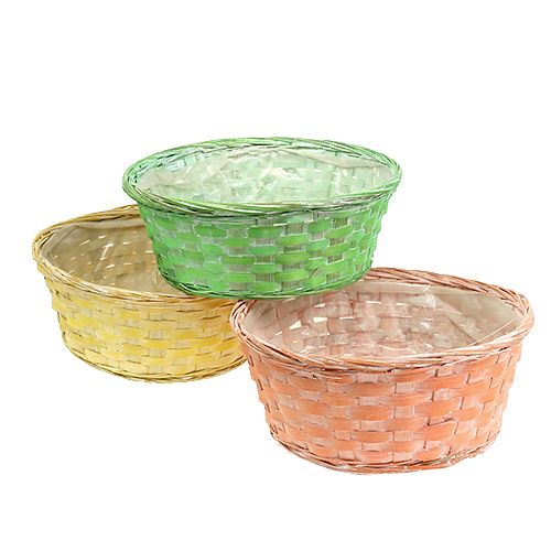 Floristik24 Cesto per piante rotondo Ø25 cm arancione, giallo, verde 6 pz