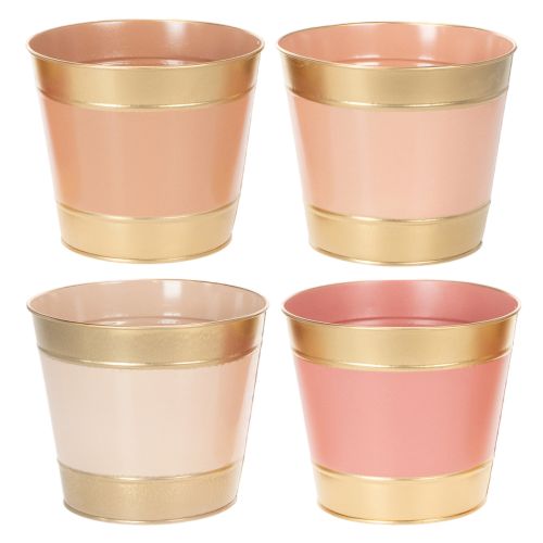 Floristik24 Vaso per piante/fiori in metallo, Ø17cm H14.5cm, 4 pezzi