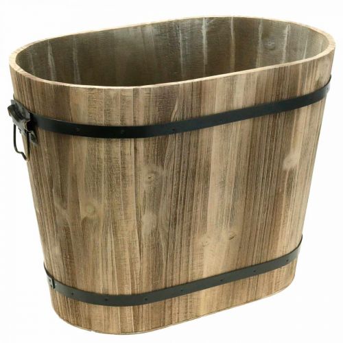 Floristik24 Fioriera ovale in legno con manici in stile country 40 × 25 × 30 cm