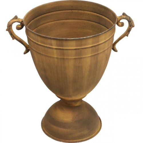 Floristik24 Vaso per piante in metallo effetto ruggine, vaso a tazza in metallo Ø22,5 cm H32,5 cm