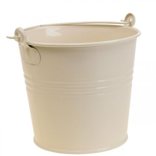 Floristik24 Vaso per piante secchio decorativo vintage in metallo crema Ø16cm H24cm