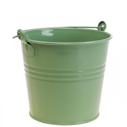 Floristik24 Fioriera vintage decorativa in metallo secchio verde chiaro Ø16cm H24cm