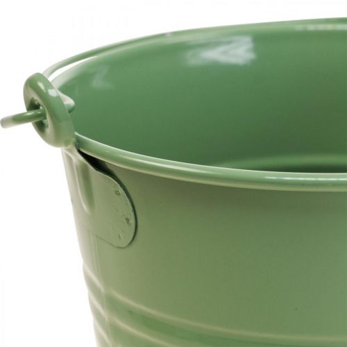 Floristik24 Fioriera vintage decorativa in metallo secchio verde chiaro Ø16cm H24cm