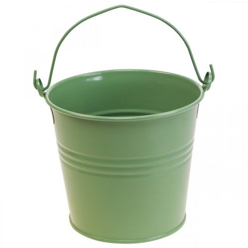 Floristik24 Fioriera vintage decorativa in metallo secchio verde chiaro Ø16cm H24cm