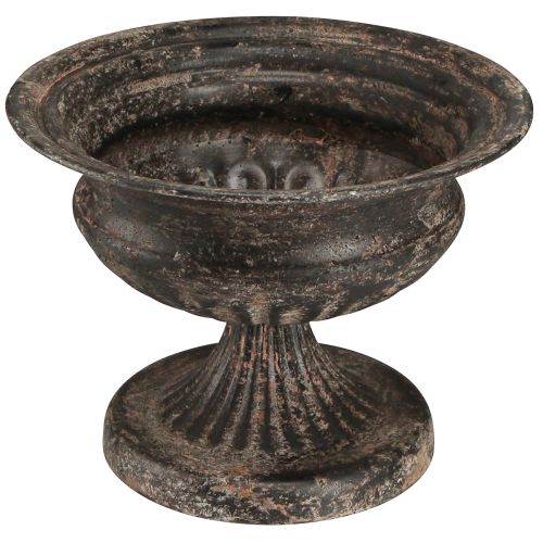 Floristik24 Calice Coppa Pianta Aspetto Antico Nero Marrone Ø20cm H15cm