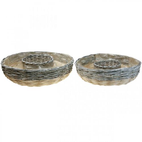 Floristik24 Anello per piante Ciotola per piante naturali di salice Ø44/38cm set di 2 bianco lavato