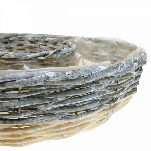 Floristik24 Anello per piante Ciotola per piante naturali di salice Ø44/38cm set di 2 bianco lavato