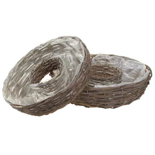 Floristik24 Anelli per piante in legno rattan naturale grigio Ø40/45cm set da 2