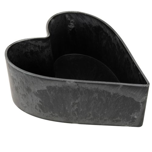 Ciotola decorativa in plastica a forma di cuore per piante, antracite, 13×16×6,5cm