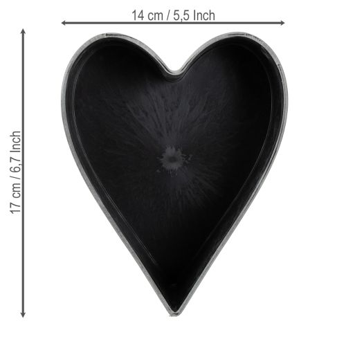 Prodotto Ciotola decorativa in plastica a forma di cuore per piante, antracite, 13×16×6,5cm
