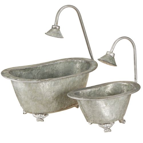 Floristik24 Ciotola per piante in metallo Mini vasca da bagno 22,5 cm/27,5 cm Set di 2