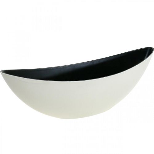 Portavasi ovale decorativo Jardiniere bianco crema 39×12×13 cm
