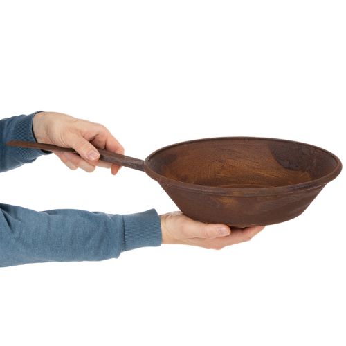 Vassoio per piante, contenitore color ruggine con manico, fioriera in metallo, Ø31cm | Floristik24.it