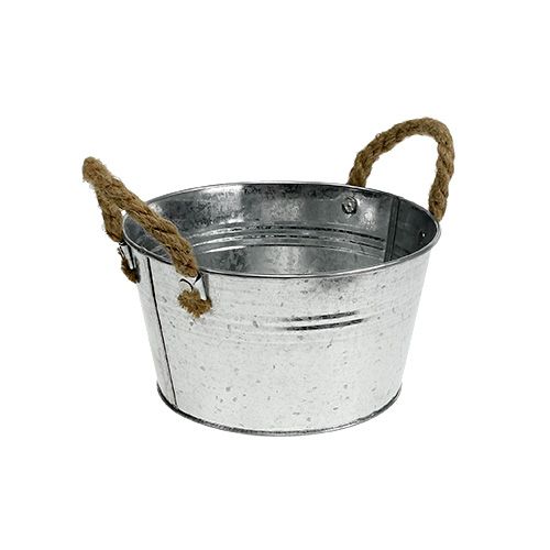 Floristik24 Fioriera in lamiera d&#39;argento Ø18cm H10cm