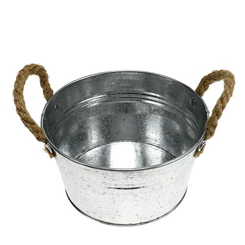 Floristik24 Fioriera in lamiera d&#39;argento Ø18cm H10cm