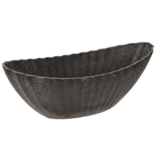 Floristik24 Vaso per piante con scanalature, barca per piante, antracite, 24 cm