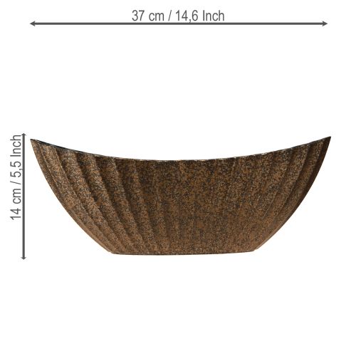 Floristik24 Vaso per piante con scanalature ovale barca antracite oro 36cm